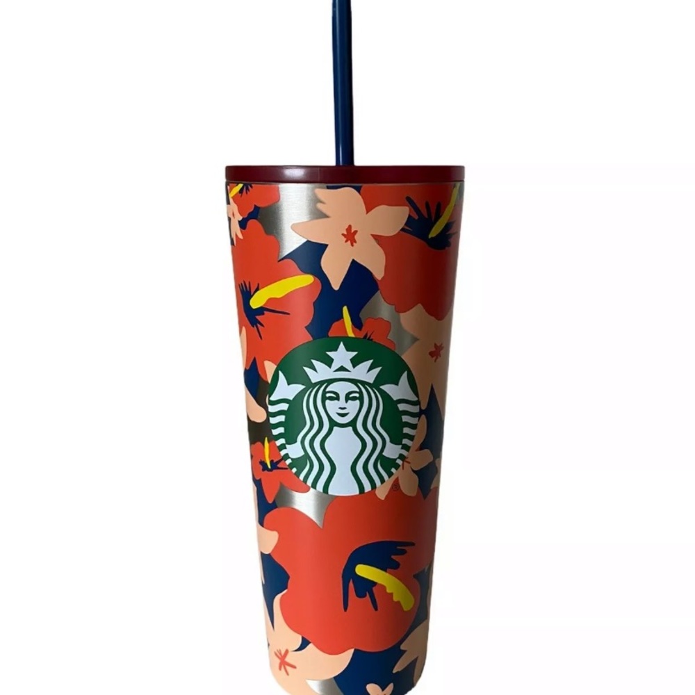 STARBUCKS Tropica Hawaiian Hibiscus Tumbler SS Summer 2020 Floral Flower NEW